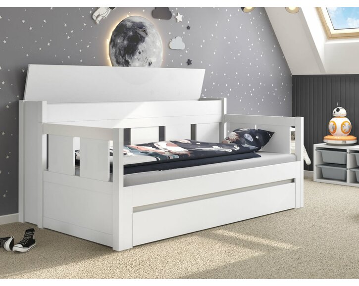 Rozkládací postel BONDI, masiv borovice-bílá