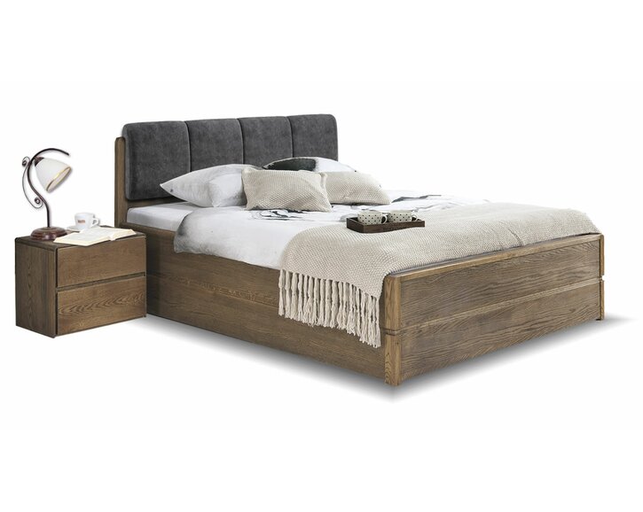 Postel z masivu s úložným prostorem Atlantik, masiv dub tmavený