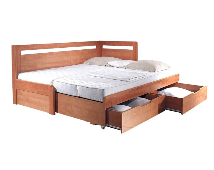 Rozkládací postel s úložným prostorem TANDEM KLASIK pravá - oblá