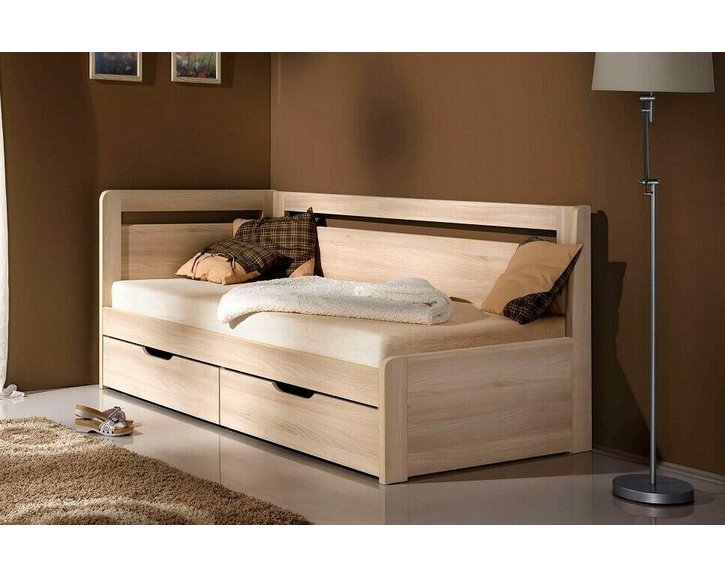 Rozkládací postel s úložným prostorem TANDEM KLASIK levá - oblá