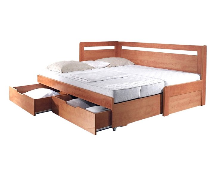 Rozkládací postel s úložným prostorem TANDEM KLASIK levá - oblá