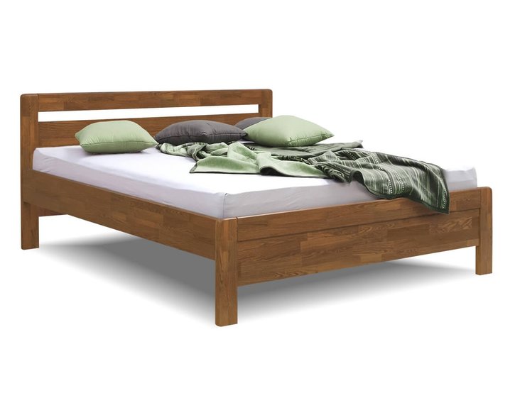 Zvýšená postel dvoulůžko z masivu Karlo-oblé, masiv dub cink