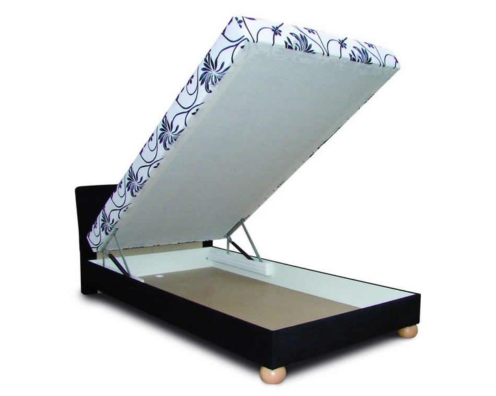 Zvýšená čalouněná postel s úložným prostorem ZAPA