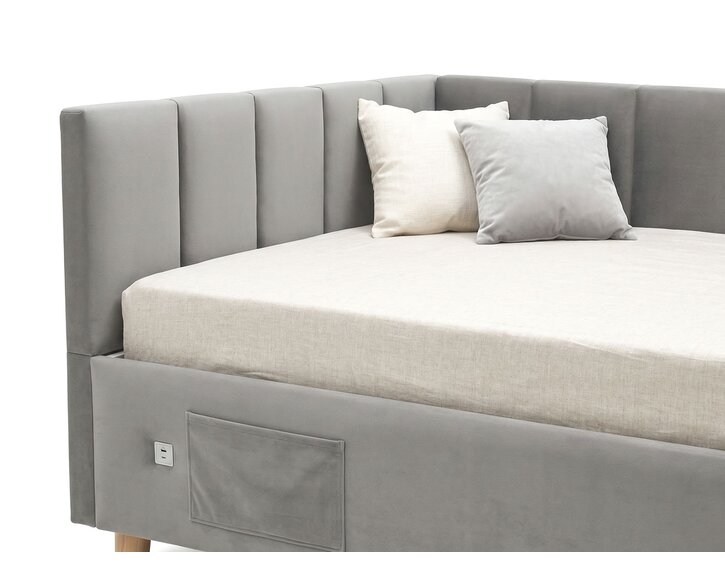 Multifunkční rohová postel DOCK s roštem a USB nabíječkou