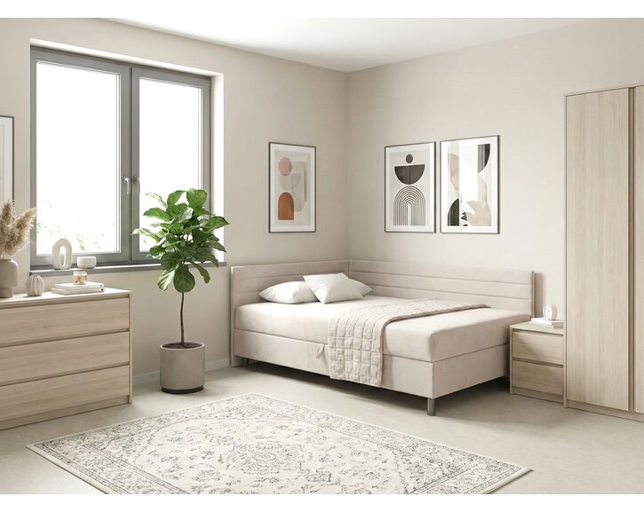 Čalouněná postel s roštem a matrací Elia, 110x200 cm