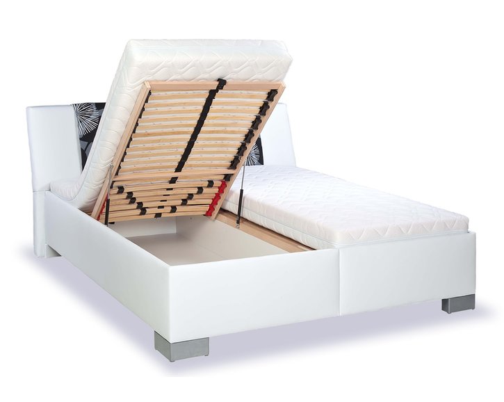 Čalouněná postel s úložným prostorem Leontýna