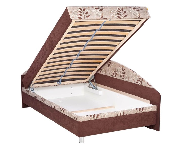 Čalouněná postel s čely a úložným prostorem Alexa