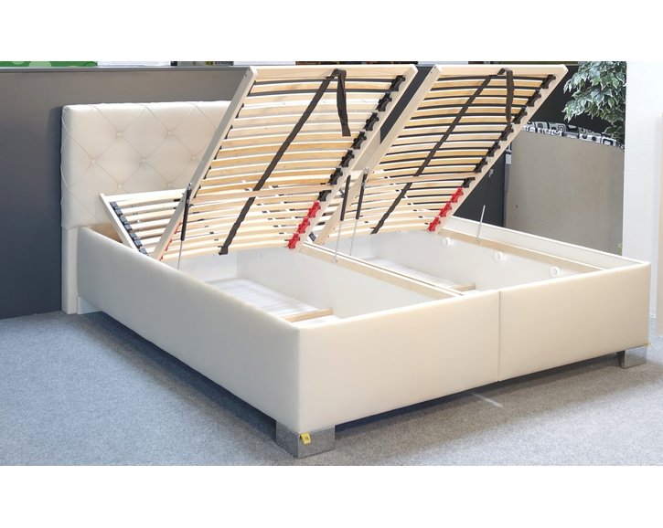 Zvýšená čalouněná postel s úložným prostorem Jolanda