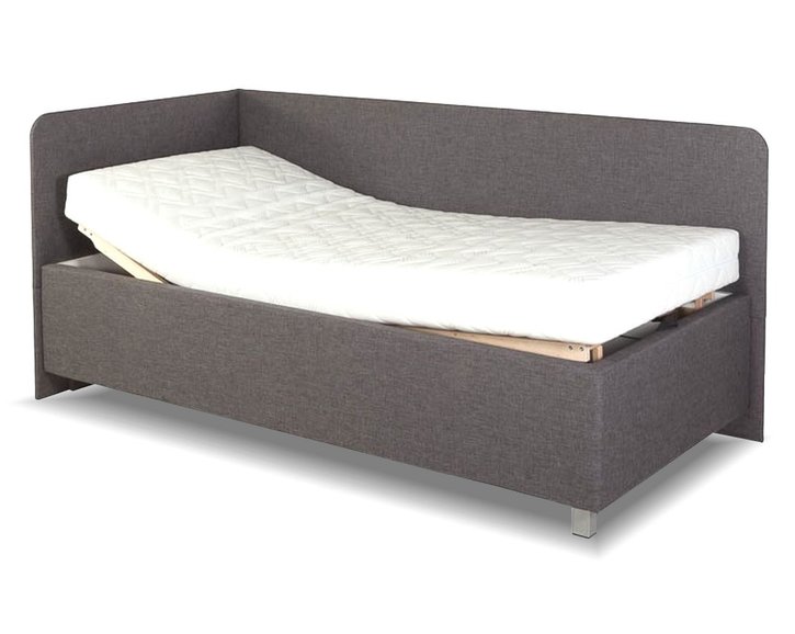 Rohová zvýšená čalouněná postel s úložným prostorem Aleš, 90x210cm Rohová zvýšená čalouněná postel s úložným prostorem Aleš, 90x210cm