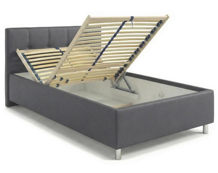Čalouněná postel s úložným prostorem Crissy, 140x200, tmavě šedá