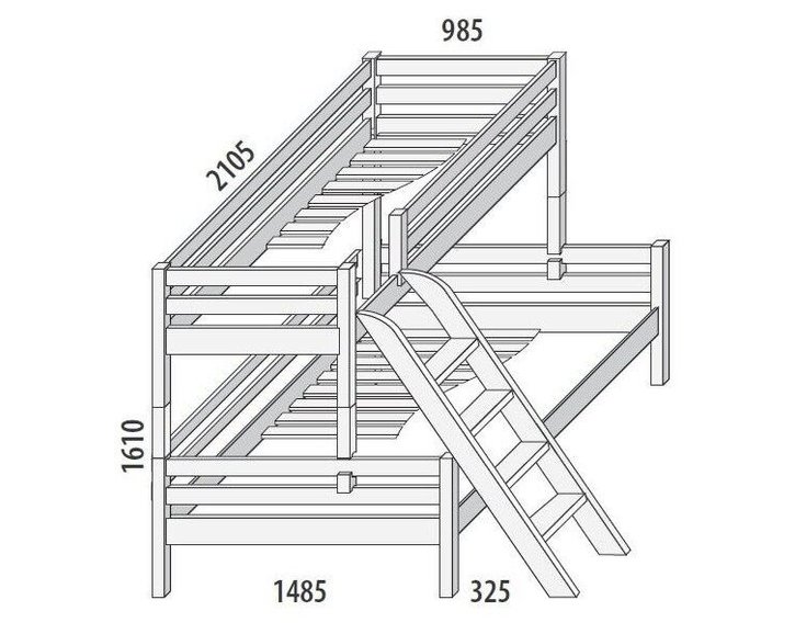Poschoďová postel DOMINO D859/BC nízká, masiv buk Poschoďová postel DOMINO D859/BC nízká, masiv buk