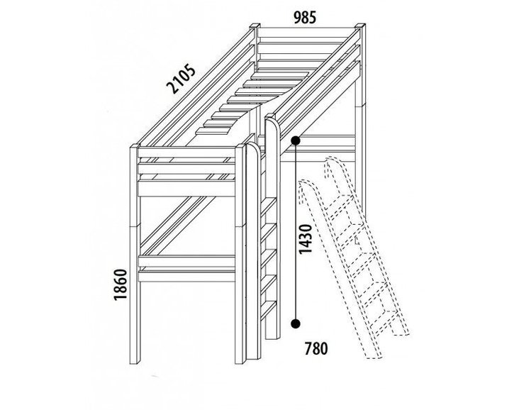Dětská postel - horní spaní DOMINO D907/BC, masiv buk Dětská postel - horní spaní DOMINO D907/BC, masiv buk