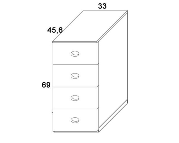 Komoda zásuvková D407/BC-Domino, masiv buk Komoda zásuvková D407/BC-Domino, masiv buk