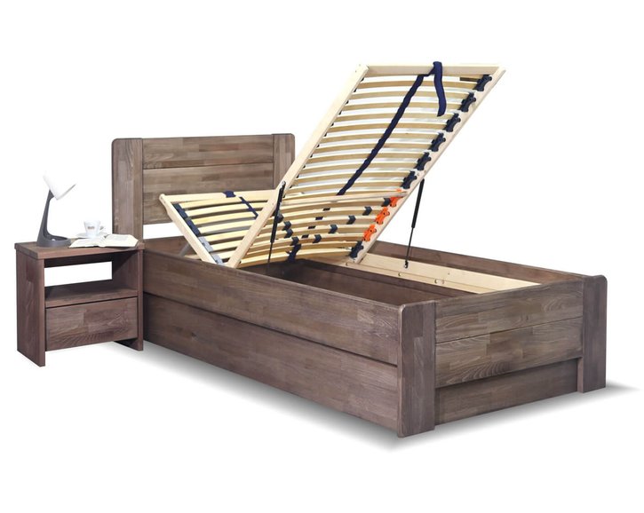 Postel s úložným prostorem ARION 2, 90x200, masiv buk