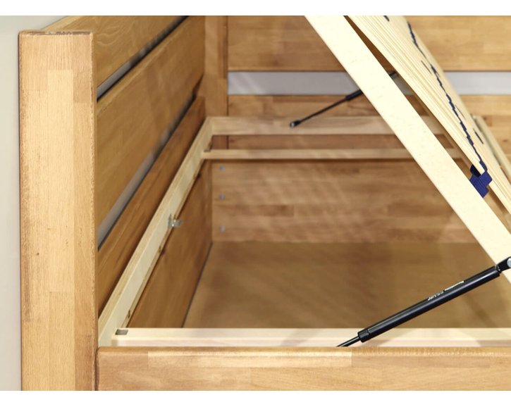 Zvýšená postel s úložným prostorem Academia, 80x200, 90x200, masiv buk, Levá