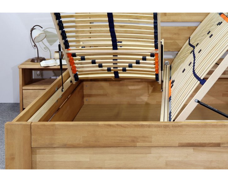 Postel dvoulůžko s úložným prostorem Orfeus, masiv buk