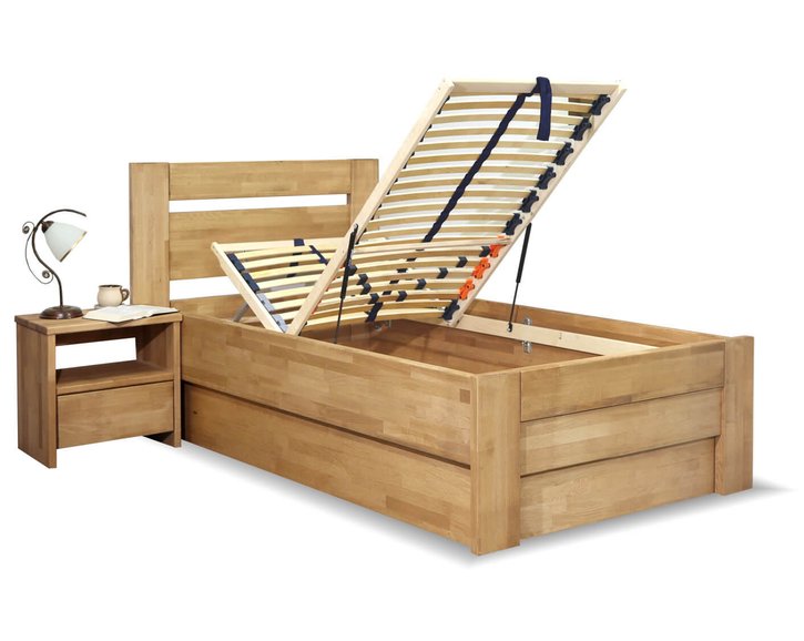 Zvýšená postel s úložným prostorem Orfeus, 80x200, 90x200, masiv buk