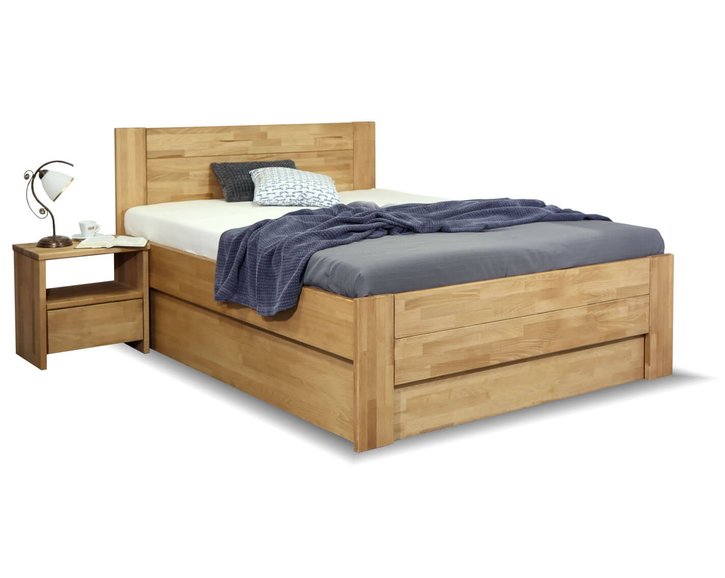 Zvýšená postel s úložným prostorem Trinity 2, 140x200, masiv buk Zvýšená postel s úložným prostorem Trinity 2, 140x200, masiv buk
