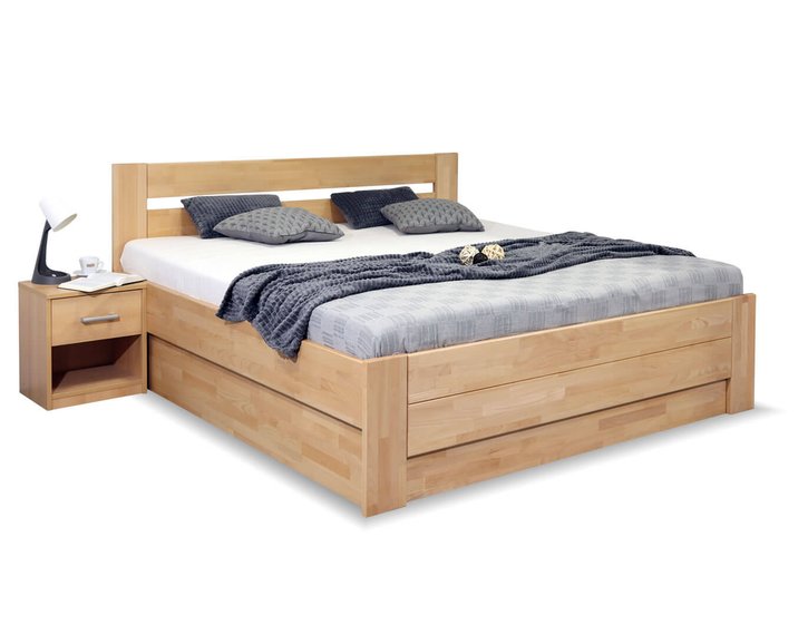 Zvýšená postel dvoulůžko s úložným prostorem Trinity, 200x220, masiv buk Zvýšená postel dvoulůžko s úložným prostorem Trinity, 200x220, masiv buk