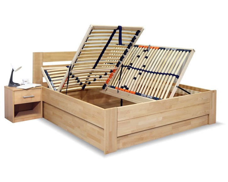 Postel s úložným prostorem Trinity, masiv buk