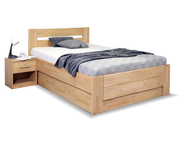 Zvýšená postel s úložným prostorem Trinity, 140x200, masiv buk Zvýšená postel s úložným prostorem Trinity, 140x200, masiv buk