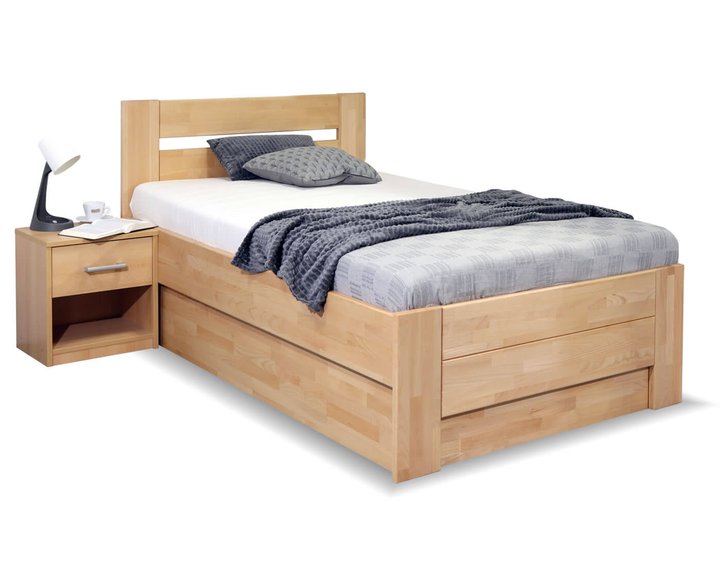 Zvýšená postel jednolůžko s úložným prostorem Trinity, 90x220, masiv buk Zvýšená postel jednolůžko s úložným prostorem Trinity, 90x220, masiv buk