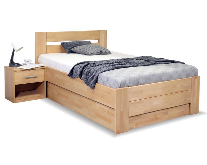 Zvýšená postel s úložným prostorem Trinity, masiv buk, 120x210 Zvýšená postel s úložným prostorem Trinity, masiv buk, 120x210