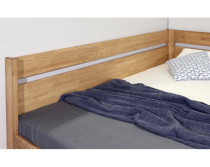 Postel s úložným prostorem Academia, 120x200, masiv buk, Levá