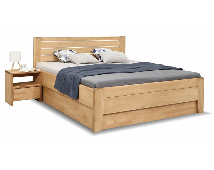 Postel dvoulůžko s úložným prostorem Esprit 200x200, masiv buk Postel dvoulůžko s úložným prostorem Esprit 200x200, masiv buk