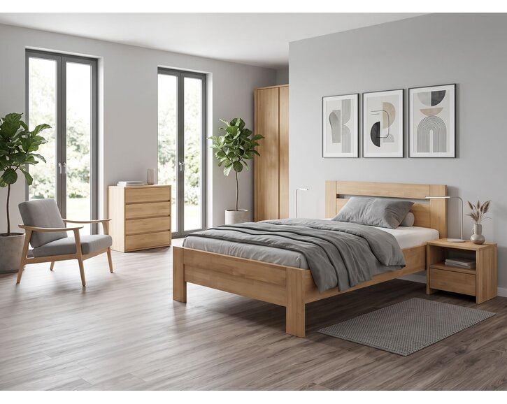 Zvýšená postel z masivu Orfeus, 140x200, masiv buk - pohled č. 2