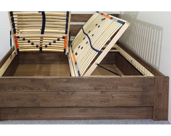 Postel s úložným prostorem Trinity, masiv dub