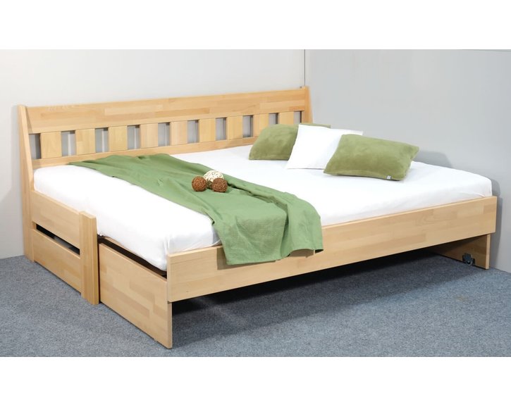 Rozkládací postel ARLETA TWIN - lavice, masiv buk, 90-160x200cm Rozkládací postel ARLETA TWIN - lavice, masiv buk, 90-160x200cm