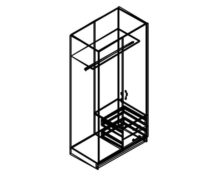Šatní skříň dvoudveřová IA61521, ořech/bílá