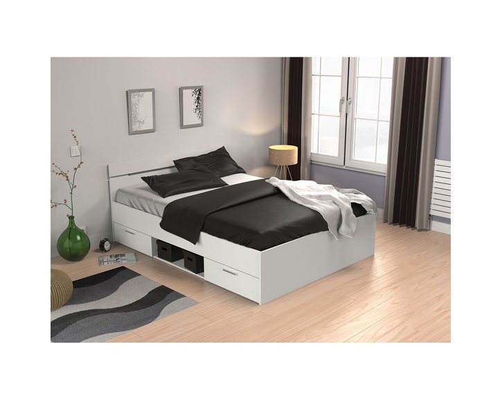 Multifunkční postel s úložným prostorem Michigan 140x200, lamino, bílá Multifunkční postel s úložným prostorem Michigan 140x200, lamino, bílá