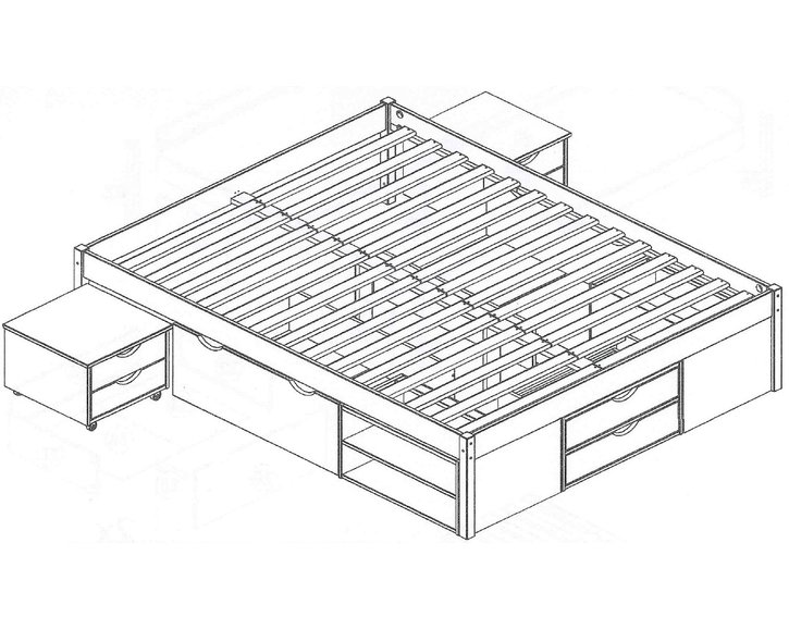 Manželská postel s úložným prostorem IA8803, IA8804 160x200, 180x200, masiv borovice