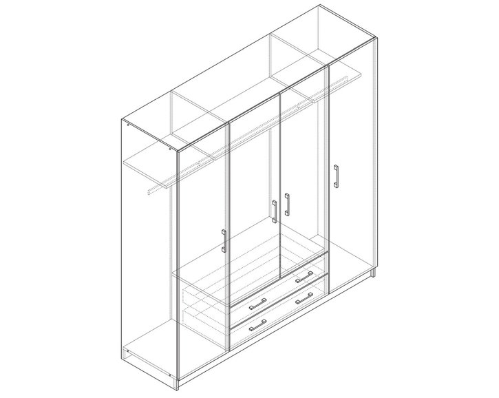 Šatní skříň čtyřdveřová IA11540, buk