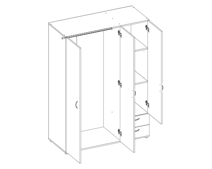 Šatní skříň trojdvéřová IA105066, ořech