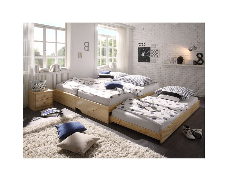 Rozkládací postel pro 3 osoby IA8801, masiv borovice - pohled č. 2