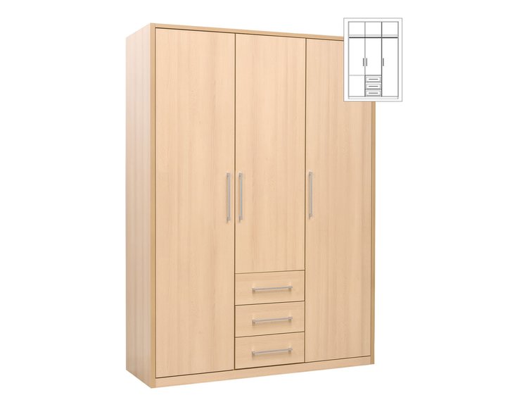 Třídveřová šatní skříň ZORIA 3, šířka 120 cm Třídveřová šatní skříň ZORIA 3, šířka 120 cm