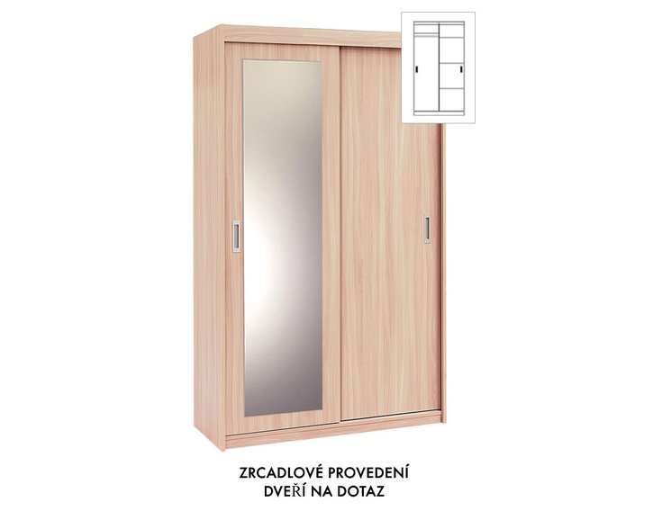 Kombinovaná skříň s posuvnými dveřmi EVITA 12, šířka 120 cm