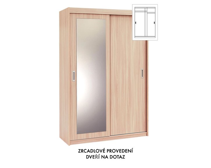 Šatní skříň s posuvnými dveřmi EVITA 15, šířka 150 cm