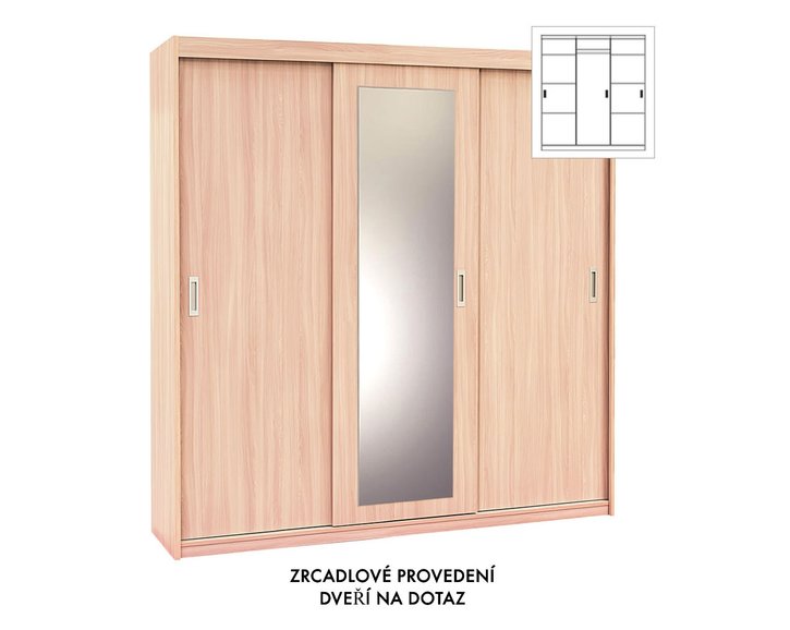 Kombinovaná skříň s posuvnými dveřmi EVITA 20-2, šířka 200 cm