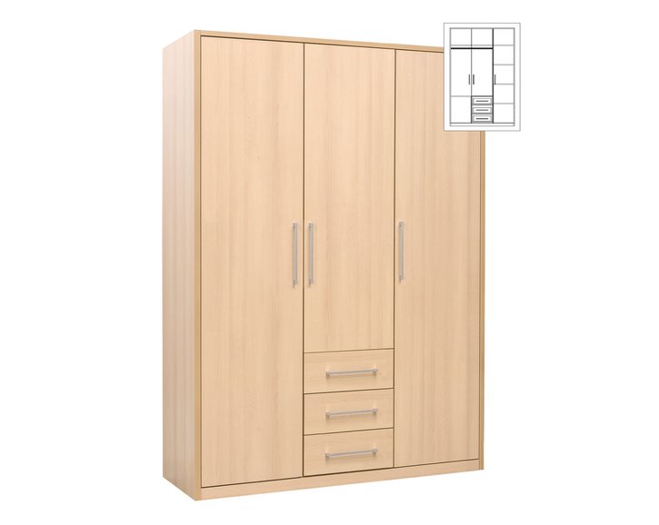 Třídveřová kombinovaná skříň ZORIA 3, šířka 120 cm Třídveřová kombinovaná skříň ZORIA 3, šířka 120 cm