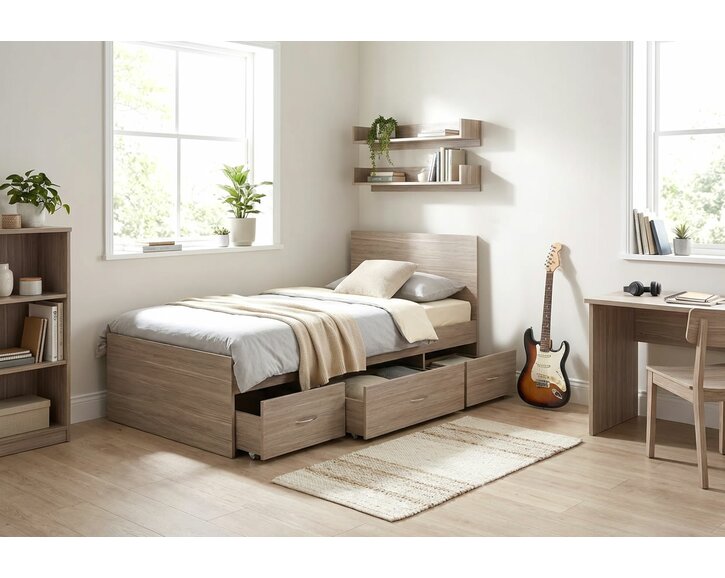 Vyvýšená postel s úložným prostorem DELTA, 90x200cm