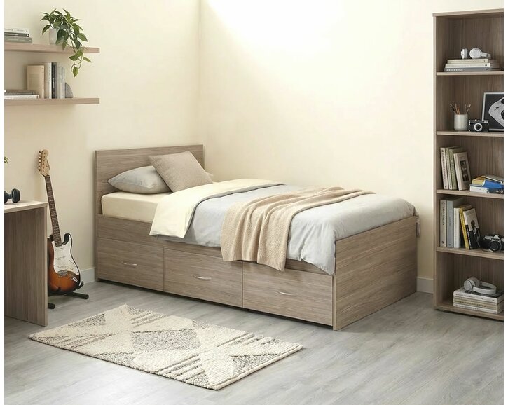 Vyvýšená postel s úložným prostorem DELTA, 90x200cm