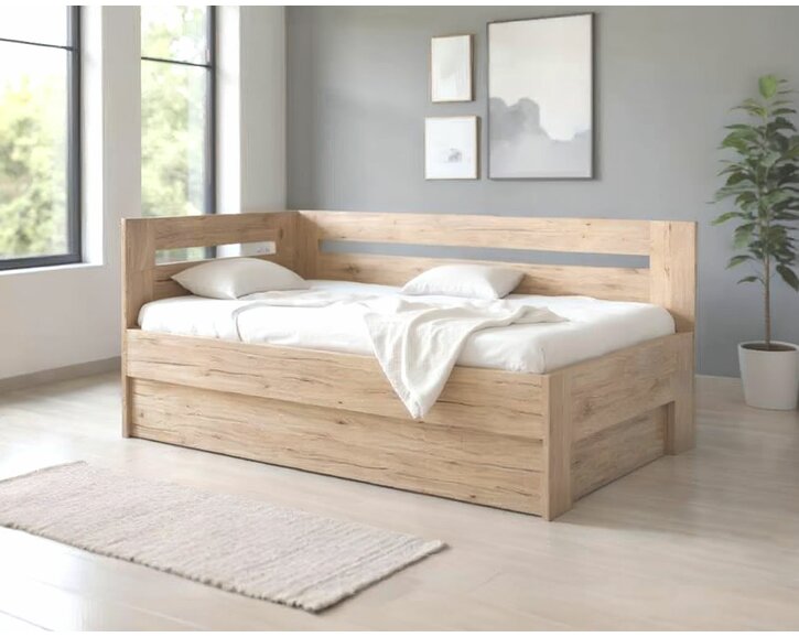 Rohová zvýšená postel s úložným prostorem Erika, 90x200cm - Levá