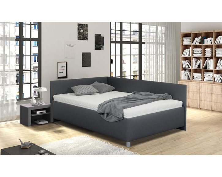 Zvýšená čalouněná postel s úložným prostorem Ryana, 120x200