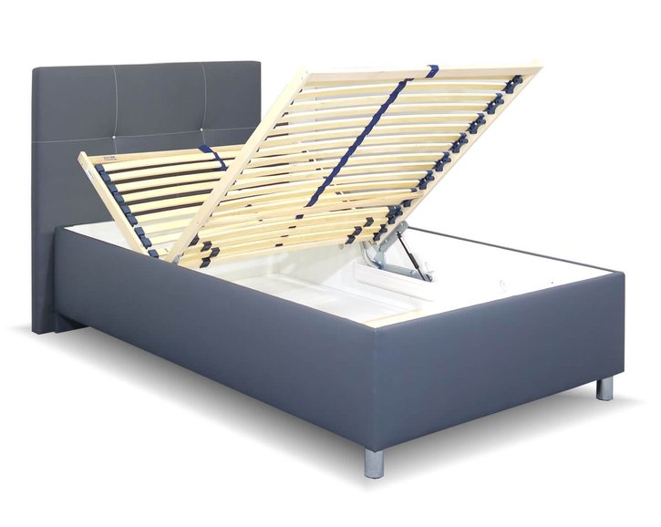 Čalouněná postel s úložným prostorem Crissy, 90x200, tmavě šedá