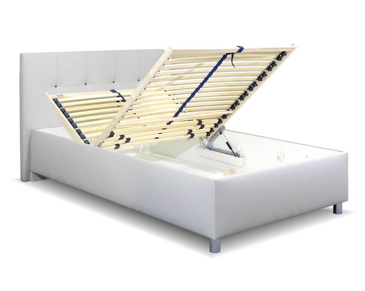 Čalouněná postel s úložným prostorem Crissy, 140x200, světle šedá