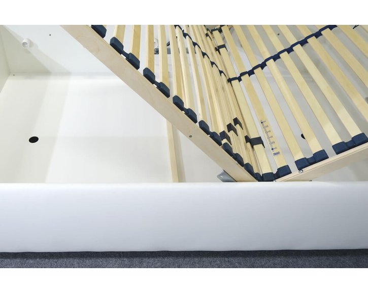 Zvýšená čalouněná postel s úložným prostorem Lyoneta, 120x200, bílá